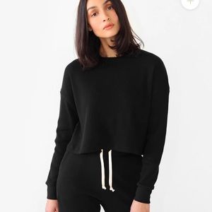 Province of Canada cropped long sleeve black waffle shirt